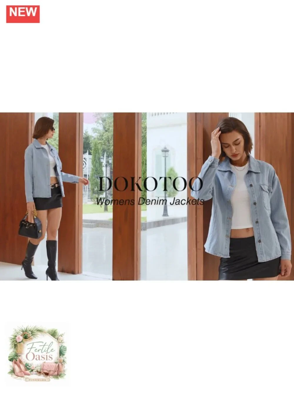 Striped Denim Shacket for Women Cotton Blend Button Down Shirt Jacket